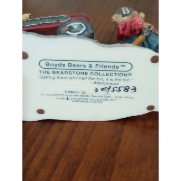 Boyd's Bears Huck w/ Mandy Zoe and Zack...Rollin Along Figurine #227727 1995 - Picture 2 of 3